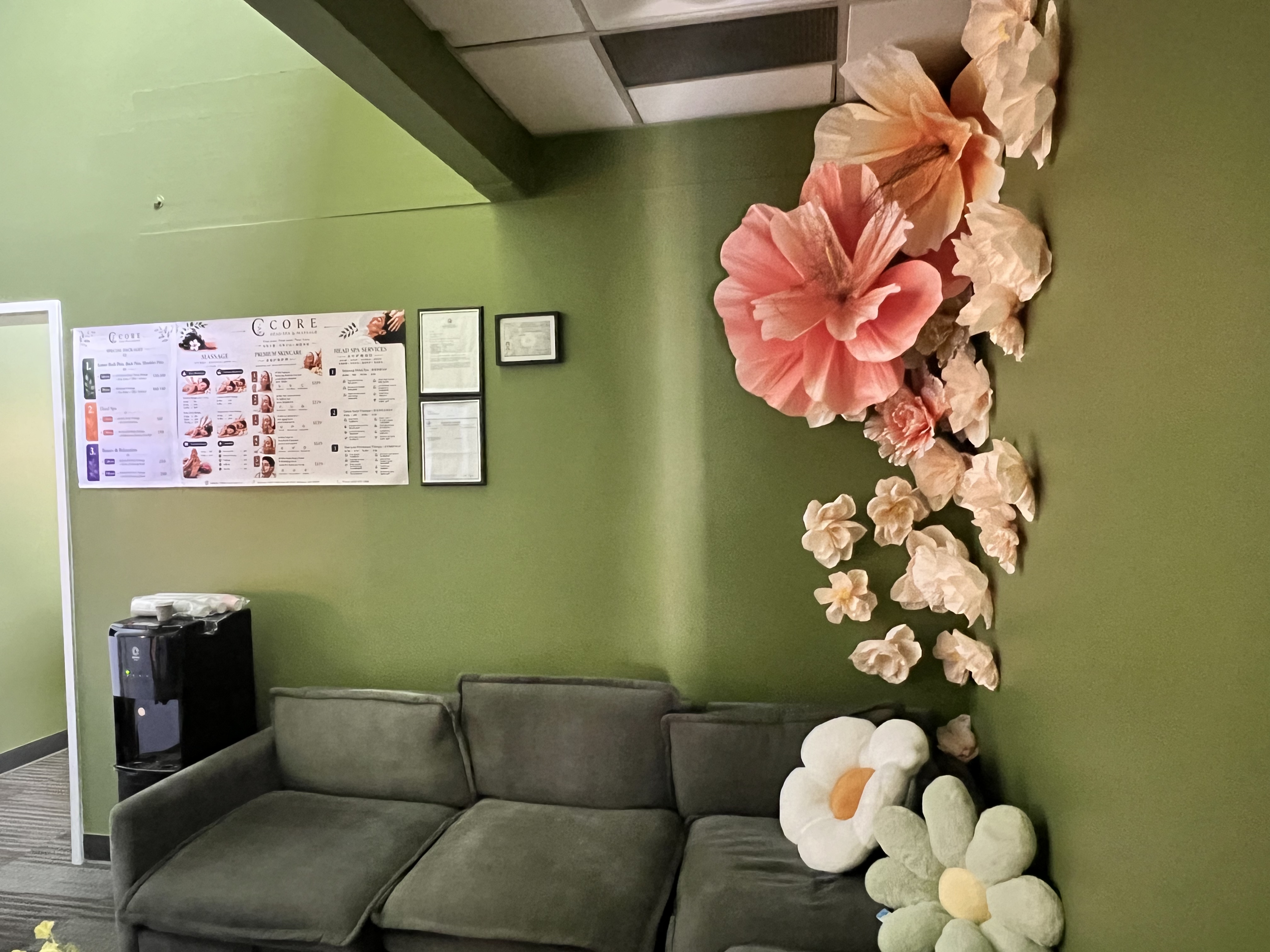 Relaxing seating area at Core Head Spa